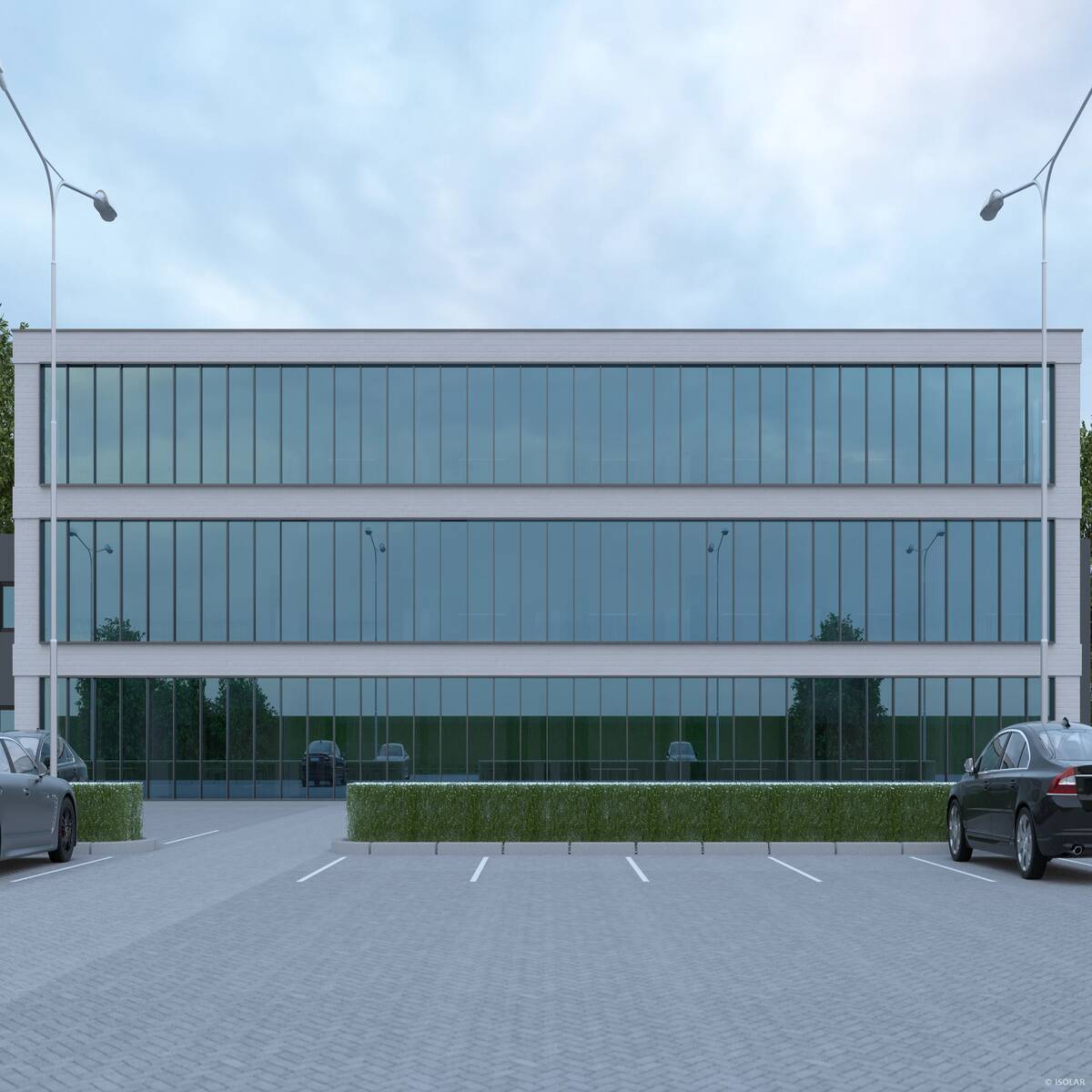 Das Sonnenschutzglas ISOLAR SOLARLUX® sunbelt A60 von Arnold Glas bietet hohen Wärmeschutz und klare Durchsicht – auch bei bewölktem Himmel – für energieeffiziente, harmonische Fassaden.