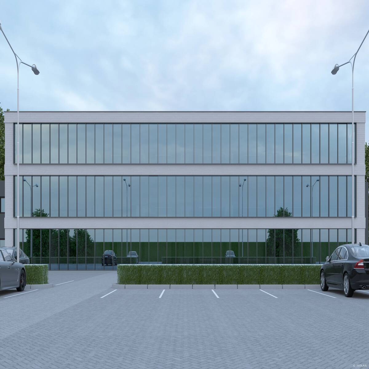 Das Sonnenschutzglas ISOLAR SOLARLUX® sunbelt A51 von Arnold Glas sorgt bei bewölktem Himmel für natürliche Lichtverhältnisse, effektive Wärmedämmung und eine neutrale Fassadenoptik.
