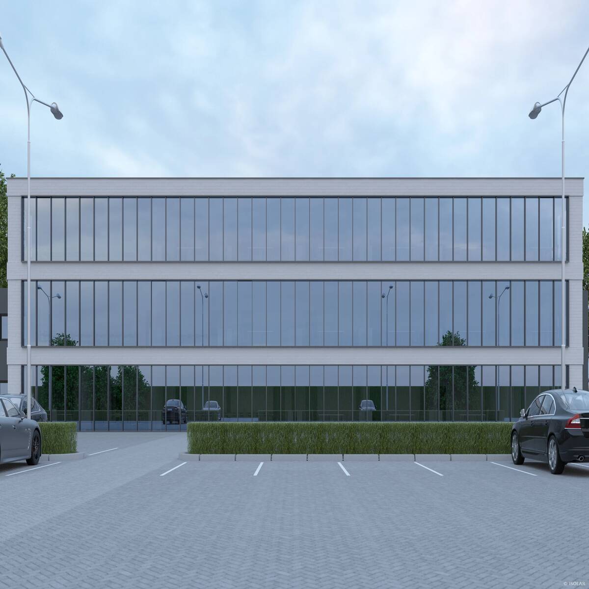 Das Sonnenschutzglas ISOLAR SOLARLUX® sunbelt A61 von Arnold Glas sorgt bei bewölktem Himmel für natürliche Lichtverhältnisse, hohe Wärmedämmung und eine harmonisch neutrale Fassadenoptik.