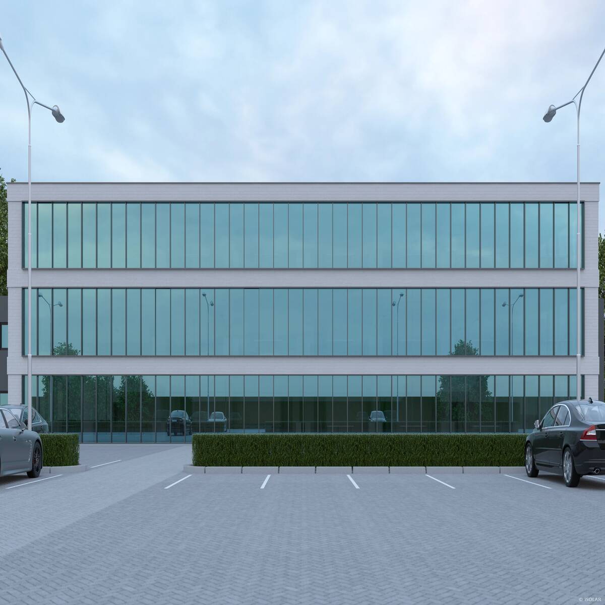 Das Sonnenschutzglas ISOLAR SOLARLUX® sunbelt A50 von Arnold Glas sorgt bei bewölktem Himmel für ausgewogene Lichtverhältnisse, effiziente Wärmedämmung und eine neutrale Fassadenoptik.