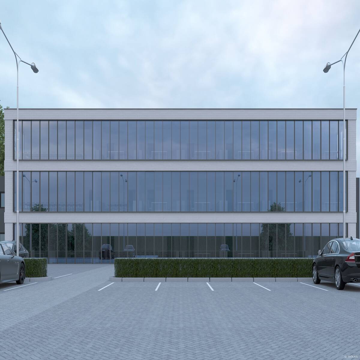 Das Sonnenschutzglas ISOLAR SOLARLUX® E71 bietet effektiven Hitzeschutz bei hoher Lichtdurchlässigkeit und erreicht einen Ug-Wert von 1,0 W/(m²K) sowie einen g-Wert von 39 % – ideal für moderne Fassadenarchitektur.