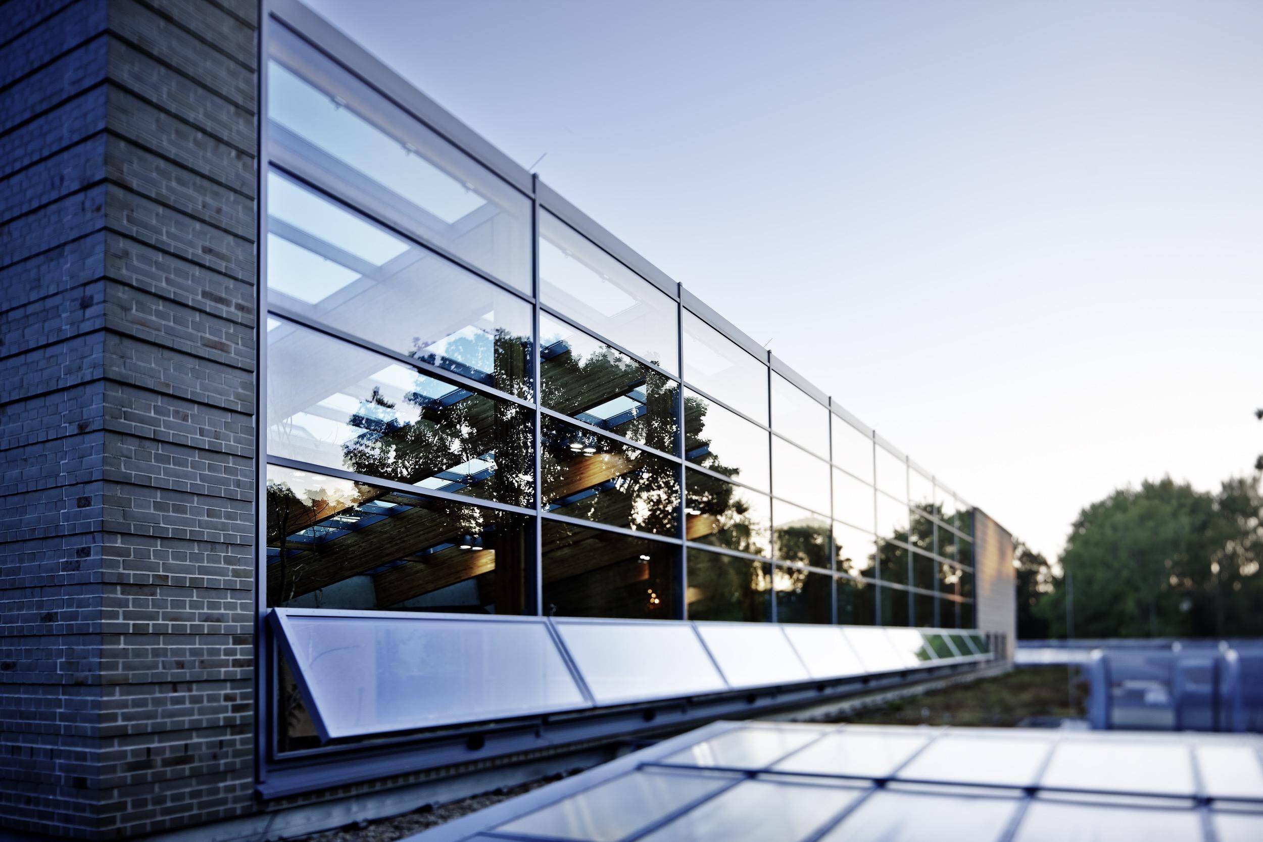 Detailansicht von Vogelschutzglas mit ORNILUX® Technologie von ISOLAR an einer Vogelhaus-Installation in Berlin