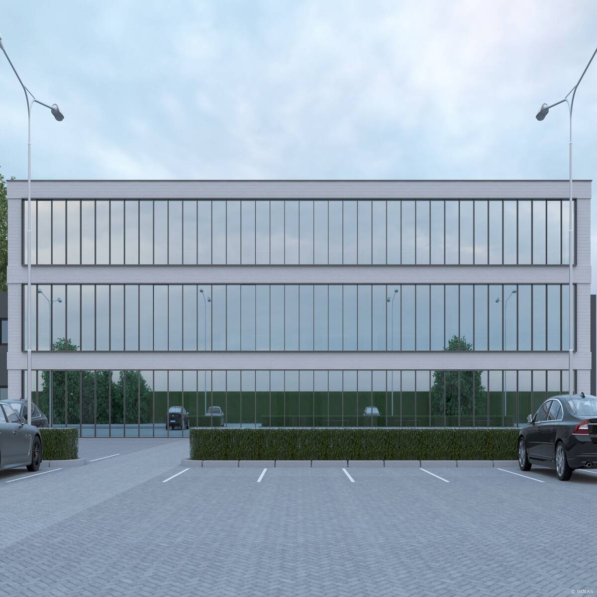 Das ISOLAR SOLARLUX® sunlite grey 45 Sonnenschutzglas bietet optimalen Wärmeschutz, reduzierte Reflexion und eine gleichmäßige, elegante Grauoptik für anspruchsvolle Architektur.
