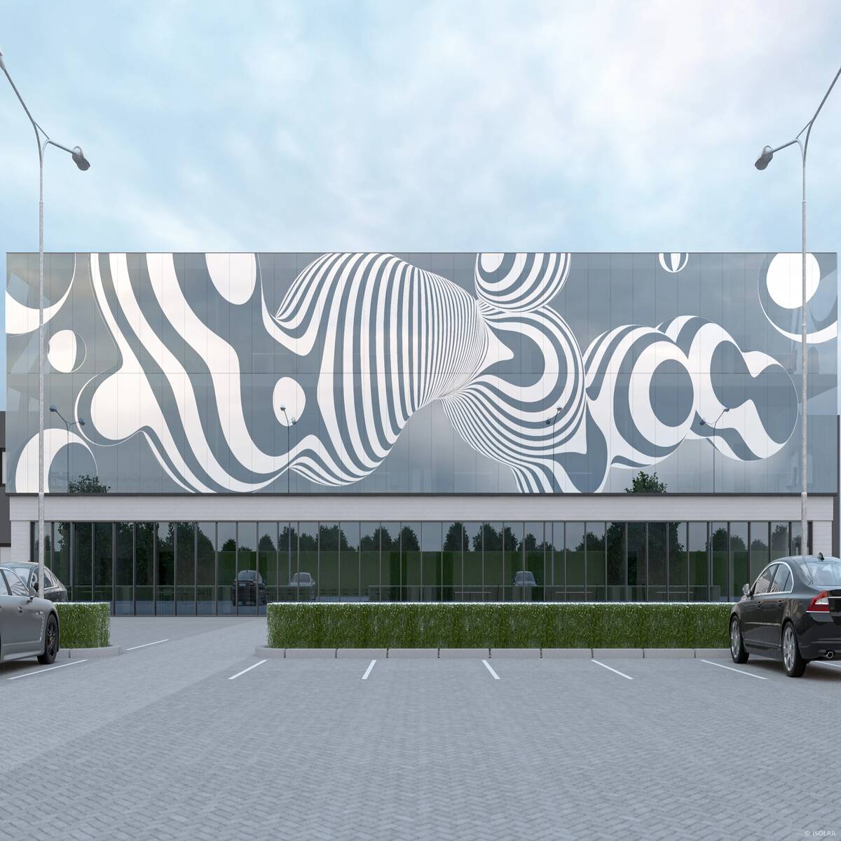 Das ISOLAR DEKOREX® decodesign A70 Glas mit 5 % Bedruckung bietet dezente Gestaltung, hohe Transparenz und leichte Lichtstreuung – ideal für moderne, lichtdurchflutete Architektur.