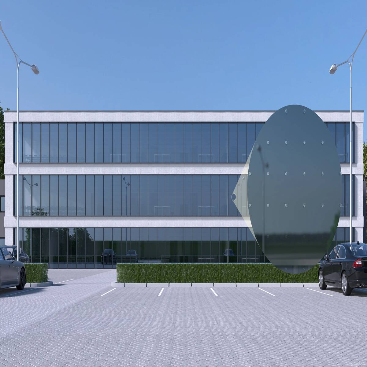 ORNILUX® design dart A70 bietet durch ein feines, kaum sichtbares Designmuster sicheren Vogelschutz und bewahrt zugleich Transparenz und Lichtqualität bei diffusem Tageslicht.