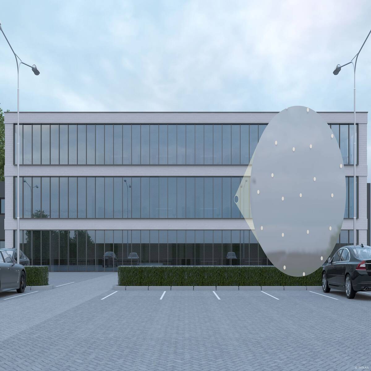 Das ORNILUX® design dots Glas vereint modernes Punktmuster mit integrierter Vogelschutzfunktion. Die feine Struktur bleibt für Menschen nahezu unsichtbar und schützt Vögel zuverlässig vor Kollisionen.