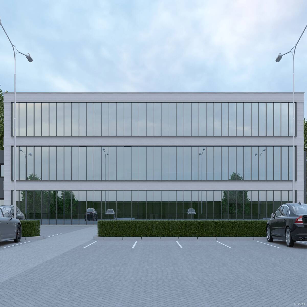 Das Sonnenschutzglas ISOLAR SOLARLUX® sunbelt arctis von Arnold Glas sorgt bei bewölktem Himmel für klare, gleichmäßige Lichtverhältnisse und effektiven Wärmeschutz in modernen Fassaden.