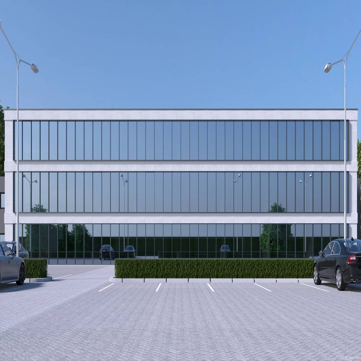 SOLARLUX® sunbelt silber von Arnold Glas kombiniert metallisch-feine Reflexion mit natürlicher Lichtwirkung und sorgt für ausgewogene Helligkeit und klare Architektur bei bewölktem Wetter.